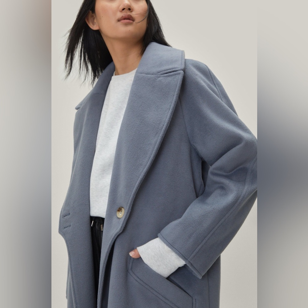 Nasty Gal Collection Wool Blend Oversized Duster Coat - Picture 3 of 11